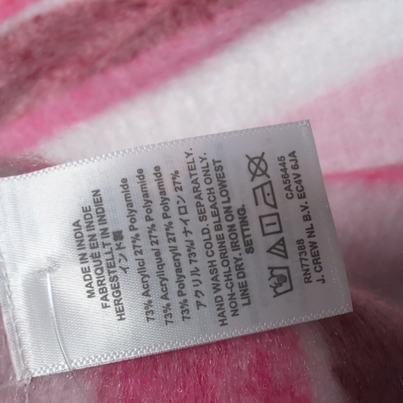 J. Crew Pink and White Striped Oversized Scarf NWT - Picture 4 of 6